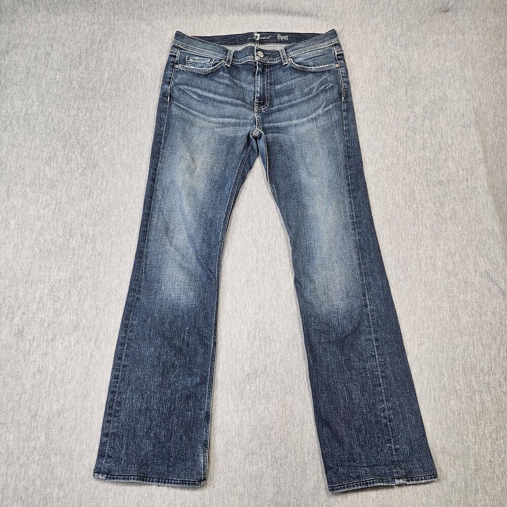 7 For All Mankind flynt Jeans Womens 32 (34x32) Blue Bootcut Stretch Medium Wash
